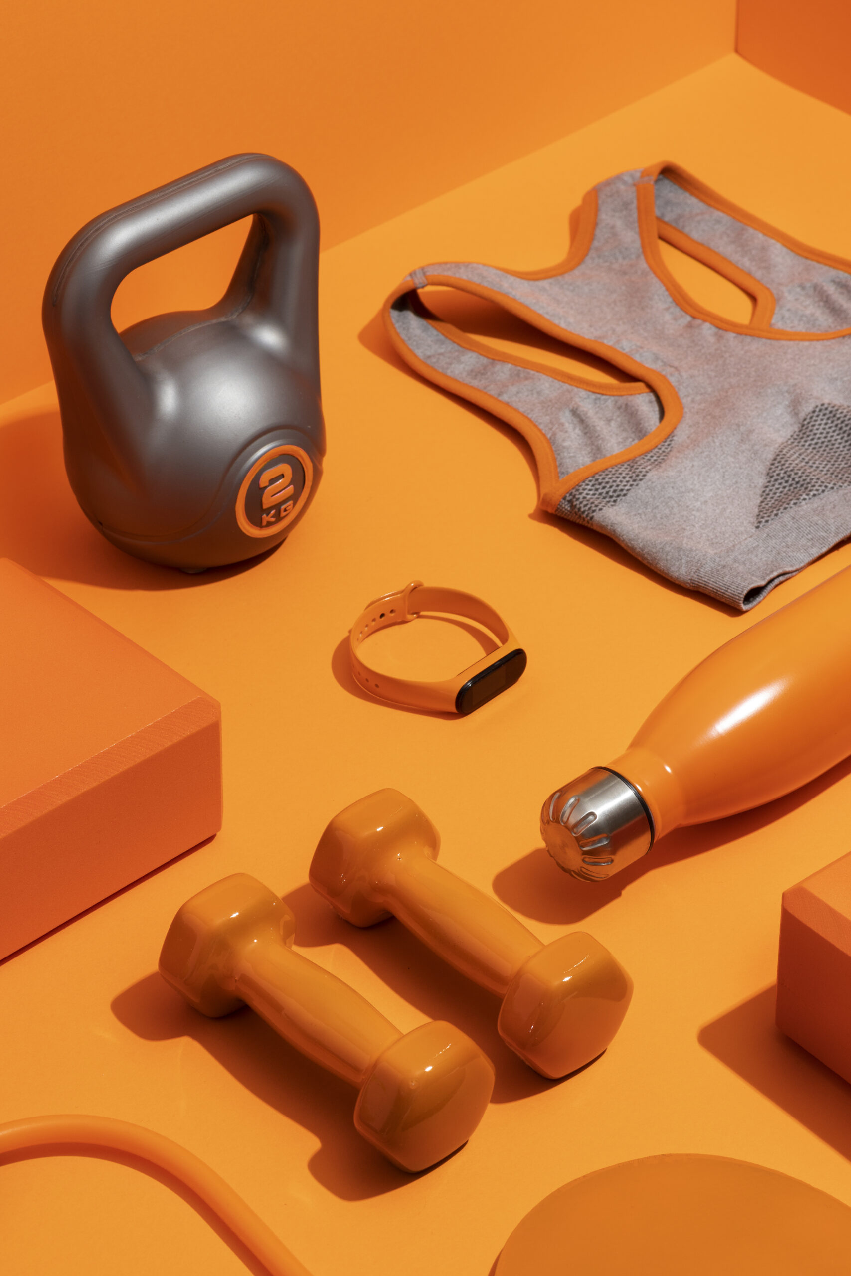 still life perfectly ordered fitness gym accessories scaled